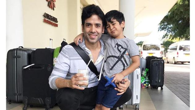 Tusshar Kapoor with his son Laksshya.