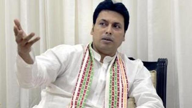 Tripura Chief Minister Biplab Kumar Deb also advised people to write diaries, stories or even a book during the lockdown period. (Sushil Kumar/HT PHOTO) Tripura Chief Minister Biplab Kumar Deb also advised people to write diaries, stories or even a book during the lockdown period. (Sushil Kumar/HT PHOTO)