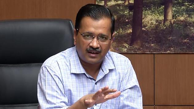 Delhi Chief Minister Arvind Kejriwal addressed a press conference over Coronavirus.(ANI Photo)