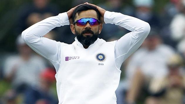 Virat Kohli reacts as Henry Nicholls (unseen) takes a run. (ANI) Virat Kohli reacts as Henry Nicholls (unseen) takes a run. (ANI)