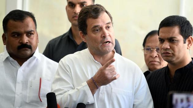 Congress Party leader Rahul Gandhi addresses media at Parliament House, in New Delhi on Tuesday. (ANI) Congress Party leader Rahul Gandhi addresses media at Parliament House, in New Delhi on Tuesday. (ANI)