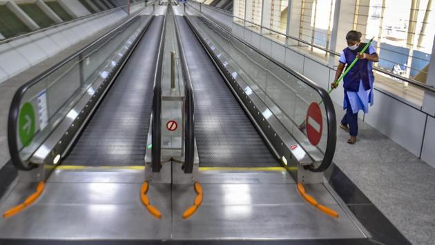 A metro station during 'Janata curfew' in the wake of coronavirus pandemic in Chennai on March 22, 2020.(PTI File Photo) A metro station during 'Janata curfew' in the wake of coronavirus pandemic in Chennai on March 22, 2020.(PTI File Photo)