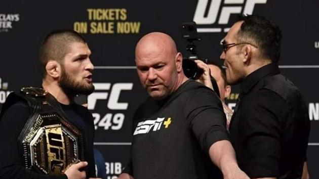 File image of Khabib vs Tony. (Twitter) File image of Khabib vs Tony. (Twitter)