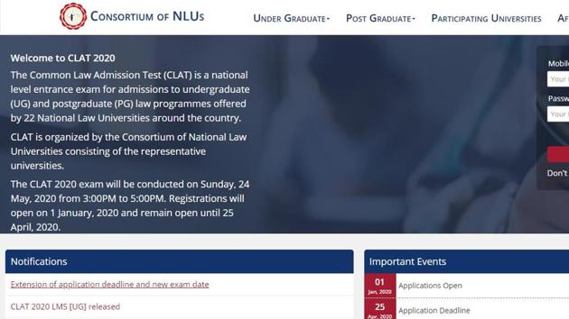 CLAT 2020 registration. (Screengrab)