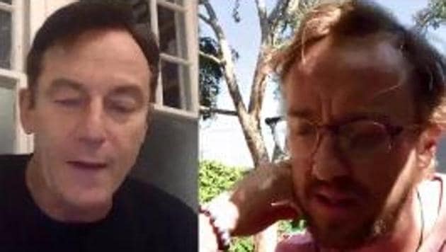 Jason Isaacs and Tom Felton had a Malfoy family reunion.