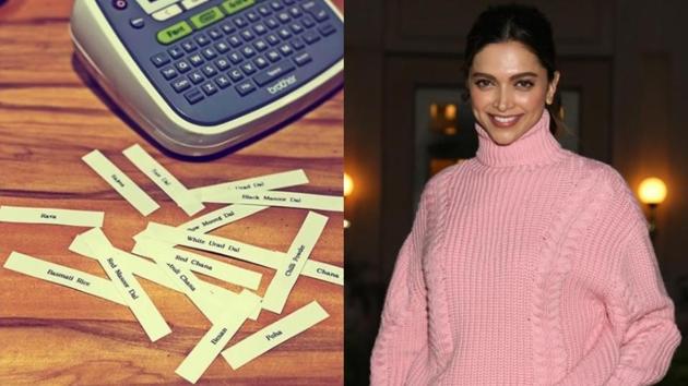 Deepika Padukone sat down to label boxes in her kitchen during lockdown.