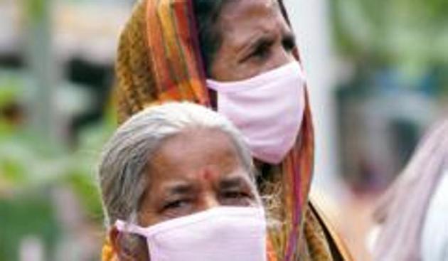 Elderly women in Bhubaneswar wearing masks for precaution against coronavirus .(ANI)