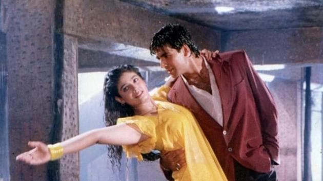 Raveena Tandon and Akshay Kumar in a still from the song.