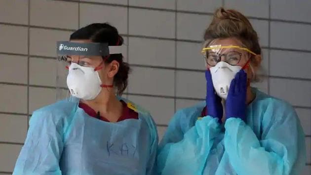 Medical staff wearing protective clothing at St Thomas’ hospital in London, Britain. (Reuters) Medical staff wearing protective clothing at St Thomas’ hospital in London, Britain. (Reuters)
