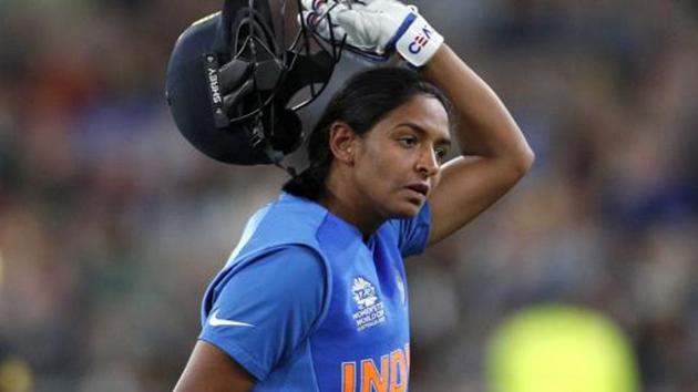 India's Harmanpreet Kaur walks off after she was caught out by Australia's Ashleigh Gardner. (AP) India's Harmanpreet Kaur walks off after she was caught out by Australia's Ashleigh Gardner. (AP)