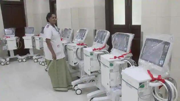 The ventilator named ‘Prana-Vayu’ has been developed in collaboration with AIIMS, Rishikesh.(HT file)
