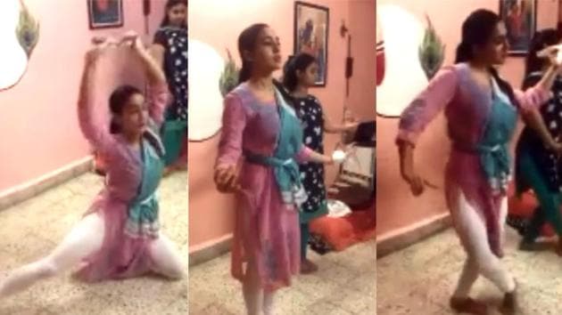 Sara Ali Khan during her dance rehearsals. Sara Ali Khan during her dance rehearsals.