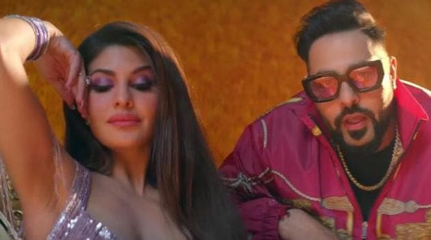 Jacqueline Fernandes and Badshah in a still from the song Genda Phool.
