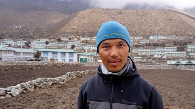 Nepalese mountain guide Phurba Nyamgal Sherpa during an interview at his house at Khumjung. Phurba Nyamgal Sherpa , who has been climbing Everest and other mountains since he was seventeen, is now worried about his future, like hundreds of other guides and expedition workers. (Prakash Mathema / AFP)