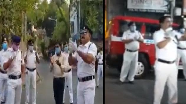 Kolkata police singing songs to spread awareness. (Screengrab) Kolkata police singing songs to spread awareness. (Screengrab)