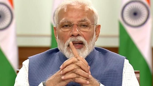 Prime Minister Narendra Modi issued a video message on Friday urging people to keep the momentum going in fight against coronavirus disease Covid-19.(ANI Photo)