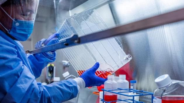 A researcher at the University of Pittsburgh works on a COVID-19 vaccine candidate.(UPMC via REUTERS)