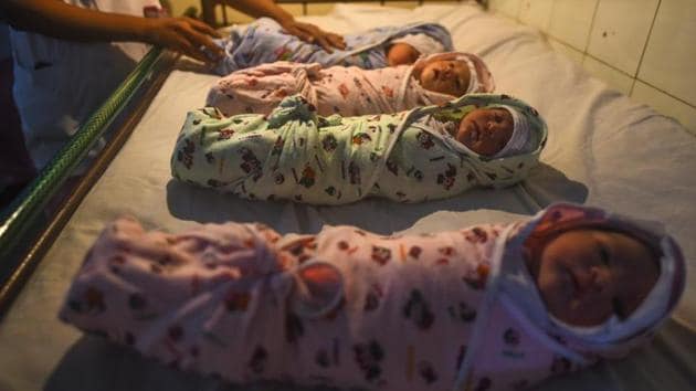The twins had become a centre of attraction in the hospital after the couple named them as Covid and Corona.(Pratik Chorge/HT Photo/Image for representation)