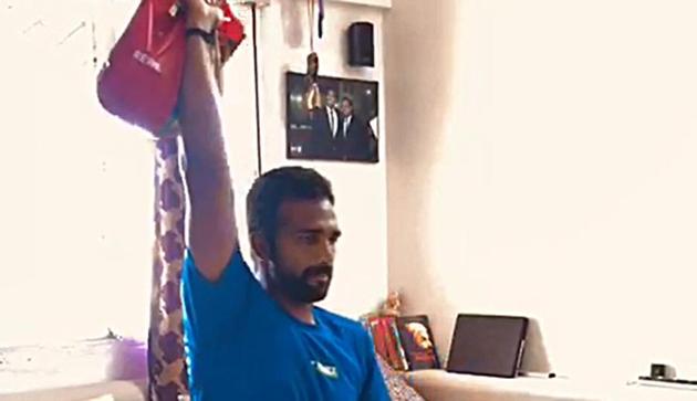 The 26-year-old, ranked 655 in the world, has charted his daily routine to keep himself fit and boredom at arm’s length. (HT/PHOTO) The 26-year-old, ranked 655 in the world, has charted his daily routine to keep himself fit and boredom at arm’s length. (HT/PHOTO)