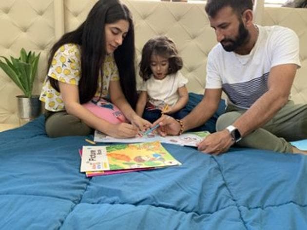 Cheteshwar Pujara with his family. (Cheteshwar Pujara/Twitter)