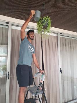 Jasprit Bumrah gardening at home. (Jasprit bumrah/Twitter)