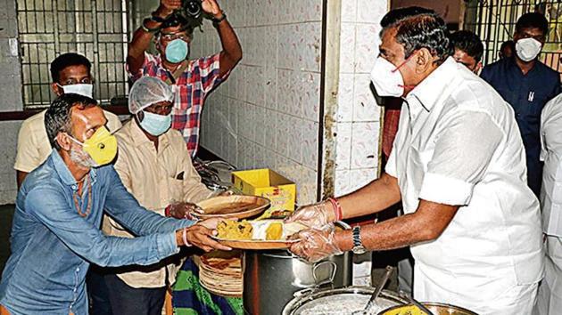 Tamil Nadu CM distributes food to the poor.(ANI)