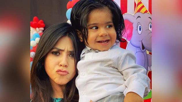 Ekta Kapoor with her son Ravie.