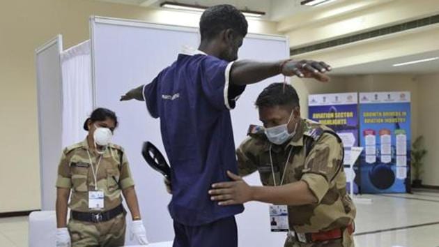 The CISF has 63 civil airports of the country under its security cover at present along with the Delhi Metro and they witness lakhs of passenger footfalls every day.(AP file photo) The CISF has 63 civil airports of the country under its security cover at present along with the Delhi Metro and they witness lakhs of passenger footfalls every day.(AP file photo)