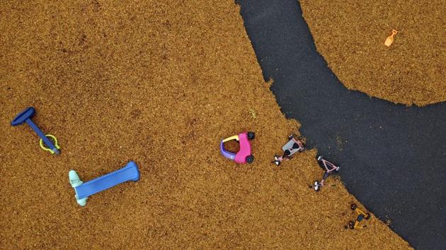 Toys lie scattered on an empty playground outside a school closed to stop the spread of coronavirus in Attleboro. Remote classrooms, cancelled in-person classes,events and athletics called off and silent playgrounds are the reality of the at least the academic semester for students in cities and countries under lockdown or self-isolating. (David Goldman / AP) Toys lie scattered on an empty playground outside a school closed to stop the spread of coronavirus in Attleboro. Remote classrooms, cancelled in-person classes,events and athletics called off and silent playgrounds are the reality of the at least the academic semester for students in cities and countries under lockdown or self-isolating. (David Goldman / AP)