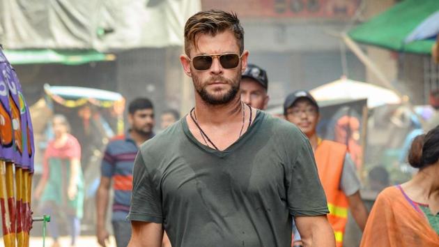 Chris Hemsworth in a still from Extraction.