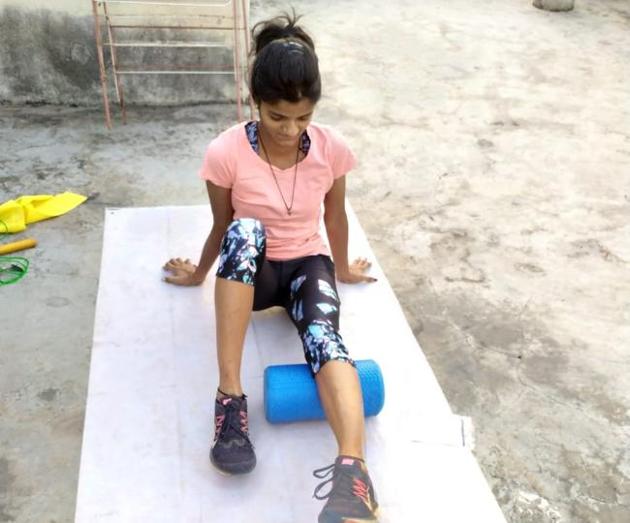The coaches have given Narale drills which are perfect to follow during the lockdown at her Wadgaonsheri residence. (HT/PHOTO) The coaches have given Narale drills which are perfect to follow during the lockdown at her Wadgaonsheri residence. (HT/PHOTO)