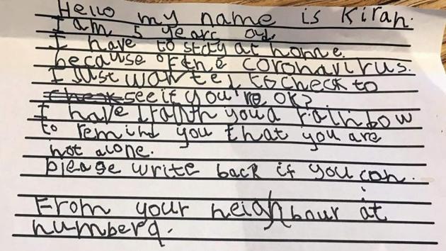The image shows the letter the girl wrote. (Twitter/@hey_im_ginger) The image shows the letter the girl wrote. (Twitter/@hey_im_ginger)