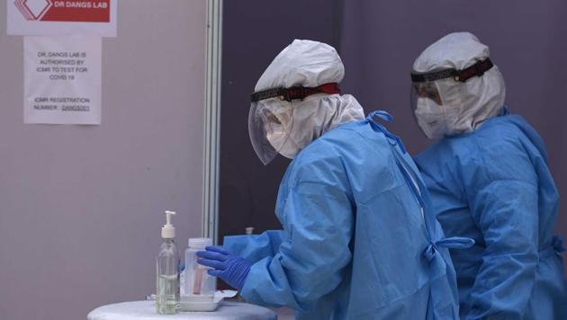 On April 3, the 42-year-old panch was the first to test positive. (Sanchit Khanna/HT PHOTO) On April 3, the 42-year-old panch was the first to test positive. (Sanchit Khanna/HT PHOTO)