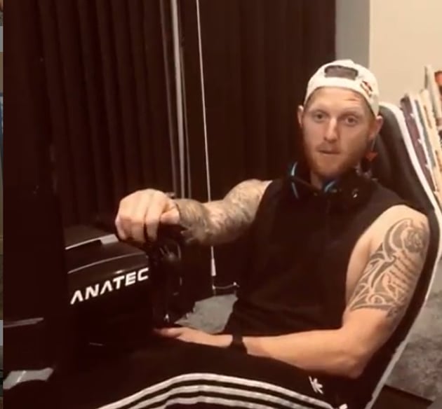 Ben Stokes is playing virtual F1. (Ben Stokes/INstagram) 