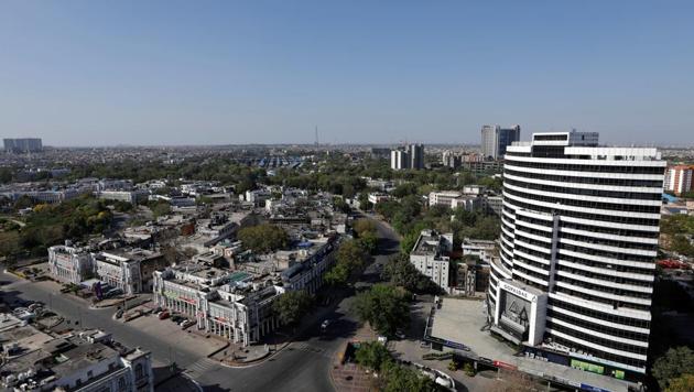 Buildings are pictured after air pollution level started to drop during a 21-day nationwide lockdown to slow the spreading of Coronavirus disease (COVID-19), in New Delhi. (REUTERS) Buildings are pictured after air pollution level started to drop during a 21-day nationwide lockdown to slow the spreading of Coronavirus disease (COVID-19), in New Delhi. (REUTERS)