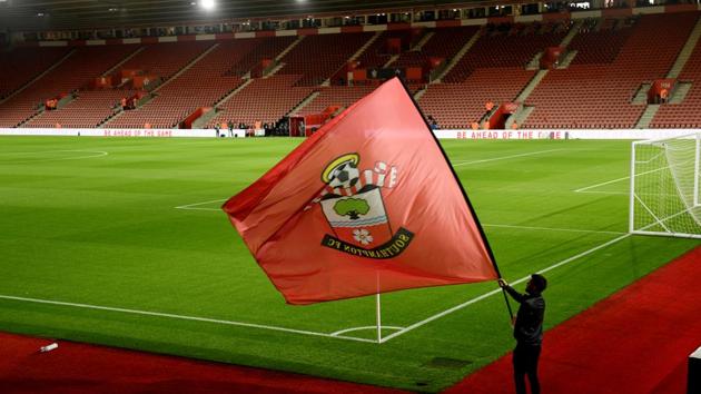 General view of a Southampton flag inside the stadium before the match.(Action Images via Reuters)