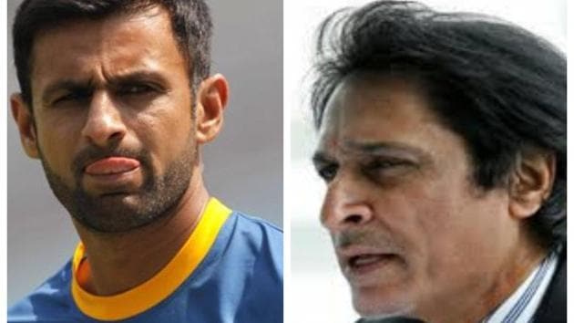 File photo of Shoaib Malik and Ramiz Raja.(File/HT Collage)