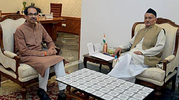 Maharashtra chief minister Uddhav Thackeray with Governor Bhagat Singh Koshyari at Raj Bhavan in Mumbai.(ANI PHOTO.) Maharashtra chief minister Uddhav Thackeray with Governor Bhagat Singh Koshyari at Raj Bhavan in Mumbai.(ANI PHOTO.)