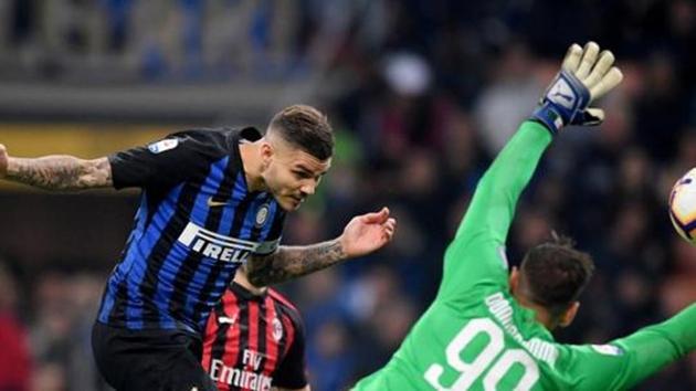 Soccer Football - Serie A - Inter Milan v AC Milan - San Siro, Milan, Italy - October 21, 2018 Inter Milan's Mauro Icardi scores their first goal REUTERS/Alberto Lingria (REUTERS) Soccer Football - Serie A - Inter Milan v AC Milan - San Siro, Milan, Italy - October 21, 2018 Inter Milan's Mauro Icardi scores their first goal REUTERS/Alberto Lingria (REUTERS)