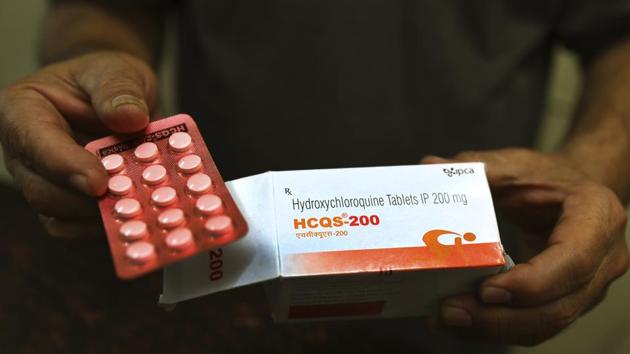 A chemist displays hydroxychloroquine tablets in New Delhi, India, Thursday, April 9, 2020. (AP) A chemist displays hydroxychloroquine tablets in New Delhi, India, Thursday, April 9, 2020. (AP)