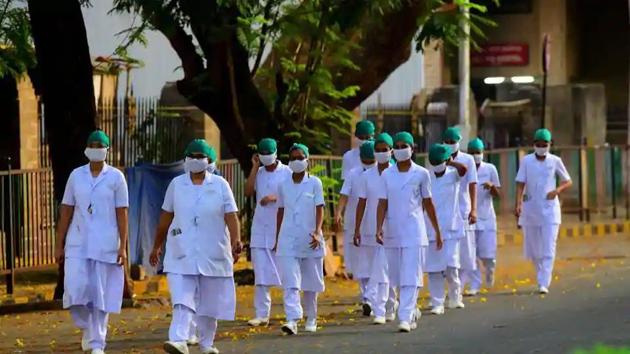 Nurses are at risk as Covid-19 cases rise. (HT File) Nurses are at risk as Covid-19 cases rise. (HT File)