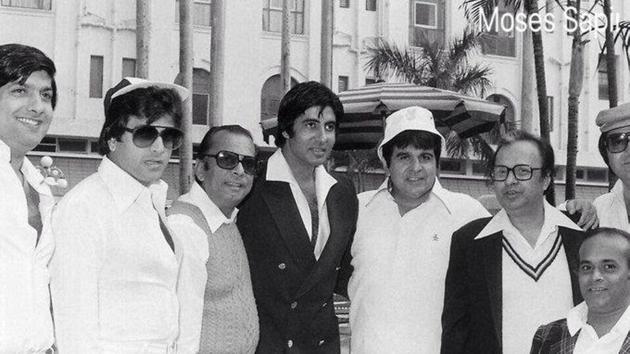 Amitabh Bachchan poses with actors at a charity match in Kolkata in this throwback picture.