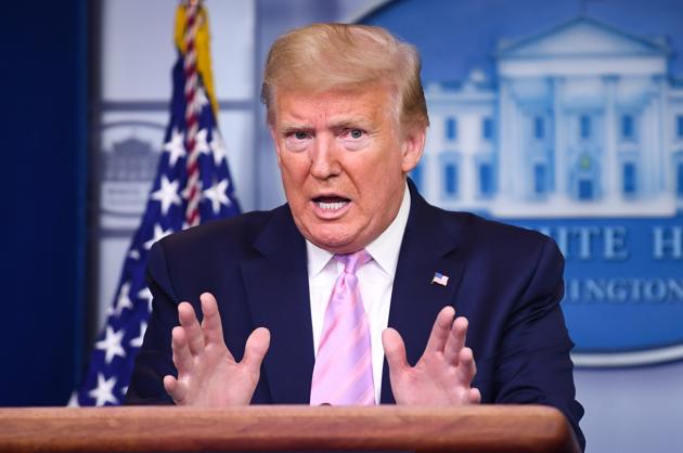 US President Donald Trump speaks during a Coronavirus Task Force news conference at the White House in Washington, D.C., U.S., on Friday, April 10, 2020. (Bloomberg) US President Donald Trump speaks during a Coronavirus Task Force news conference at the White House in Washington, D.C., U.S., on Friday, April 10, 2020. (Bloomberg)