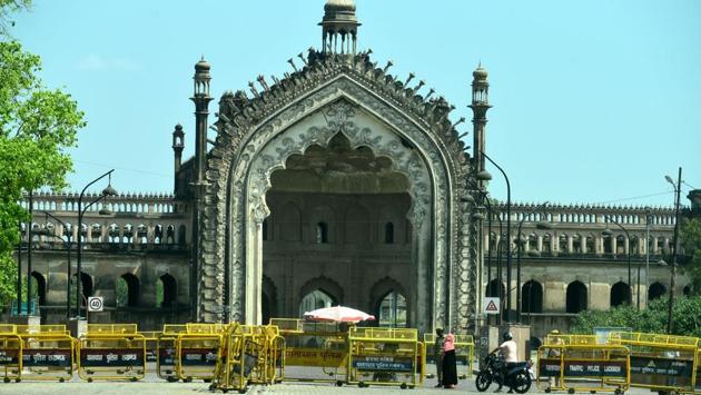 Police barricades seen at Rumi Gate, prohibiting the entry of visitors on day ten of the 21-day nationwide lockdown, in Lucknow. (Dheeraj Dhawan / HT Photo) Police barricades seen at Rumi Gate, prohibiting the entry of visitors on day ten of the 21-day nationwide lockdown, in Lucknow. (Dheeraj Dhawan / HT Photo)
