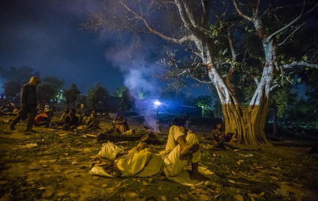 Migrant workers sleeping in an open ground in New Delhi on April 09, 2020.(Yawar Nazir/Getty Images)
