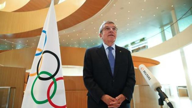 Thomas Bach, President of the International Olympic Committee (IOC) attends an interview after the decision to postpone the Tokyo 2020 because of the coronavirus disease (COVID-19) outbreak, in Lausanne, Switzerland.(REUTERS)