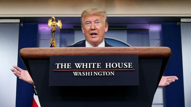 US President Donald Trump speaks during the coronavirus response daily briefing at the White House in Washington. (REUTERS) US President Donald Trump speaks during the coronavirus response daily briefing at the White House in Washington. (REUTERS)