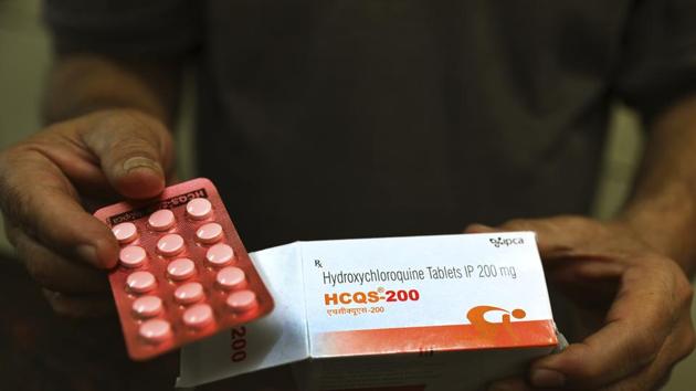 A chemist displays hydroxychloroquine tablets in New Delhi. (AP) A chemist displays hydroxychloroquine tablets in New Delhi. (AP)