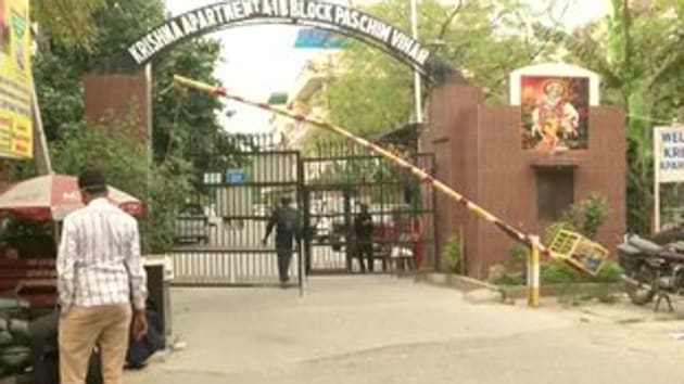 Krishna Apartment in Delhi’s Paschim Vihar locality has been declared a Covid-19 ‘containment zones’ by the Delhi Government. (ANI/ Twitter) Krishna Apartment in Delhi’s Paschim Vihar locality has been declared a Covid-19 ‘containment zones’ by the Delhi Government. (ANI/ Twitter)