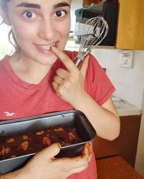 Actor Radhika Madan baked a chocolate walnut cake for the first time during the lockdown. (Photo: Instagram/ radhikamadan) Actor Radhika Madan baked a chocolate walnut cake for the first time during the lockdown. (Photo: Instagram/ radhikamadan)